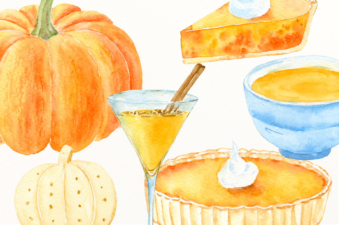 1160x772 Watercolor Pumpkin Pie By Cornercroft
