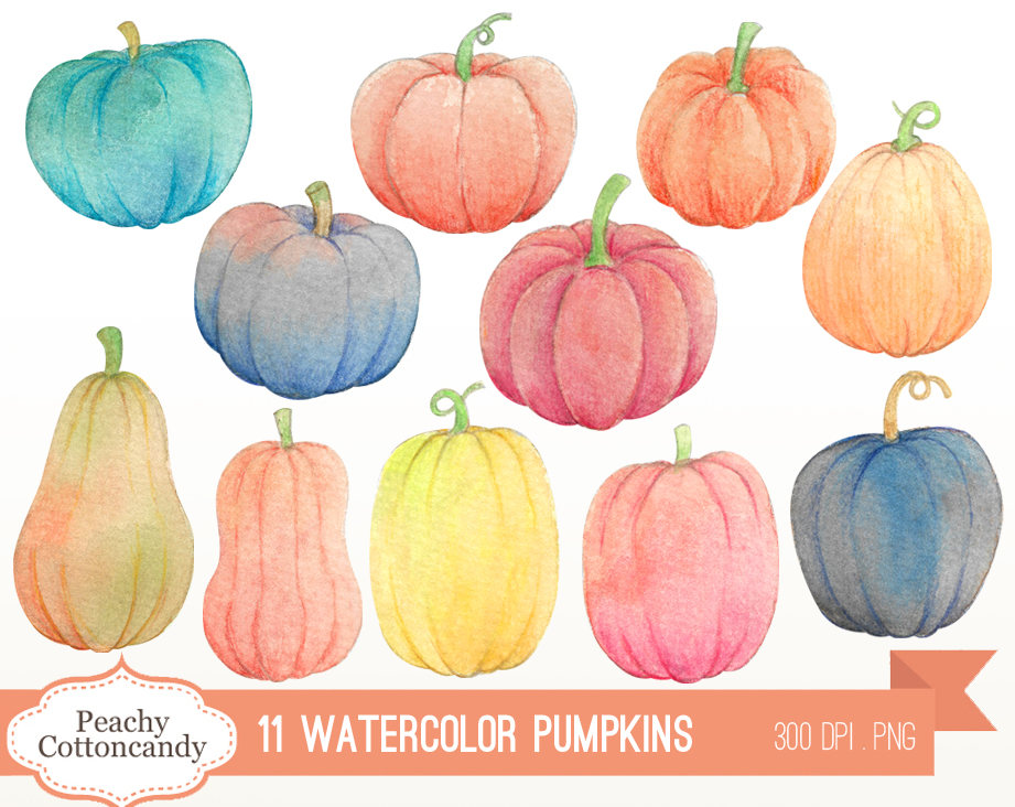 921x732 Buy 2 Get 1 Free Watercolor Pumpkin Clipart Fall Halloween Etsy