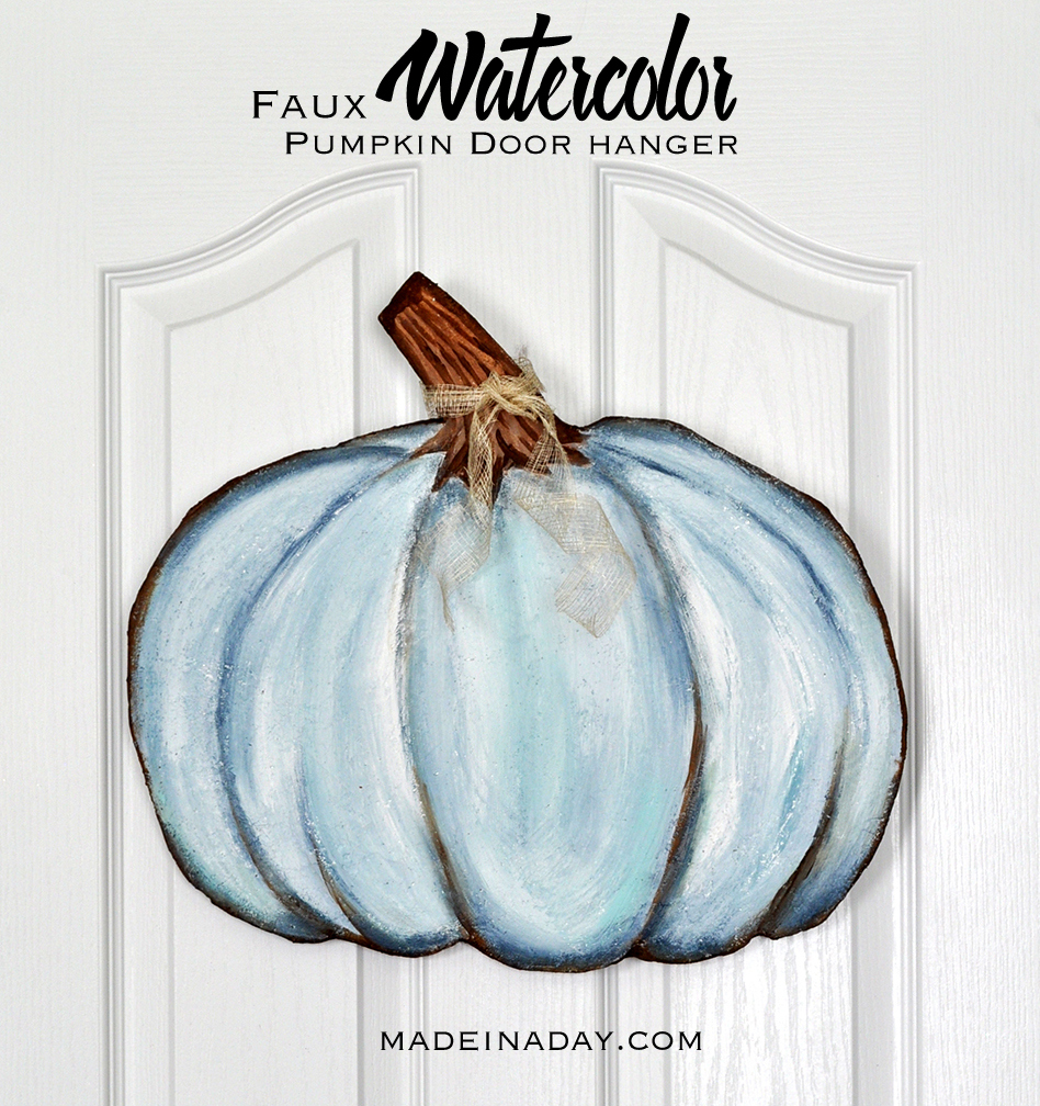 948x1008 Blue Faux Watercolor Pumpkin Door Hanger Made In A Day