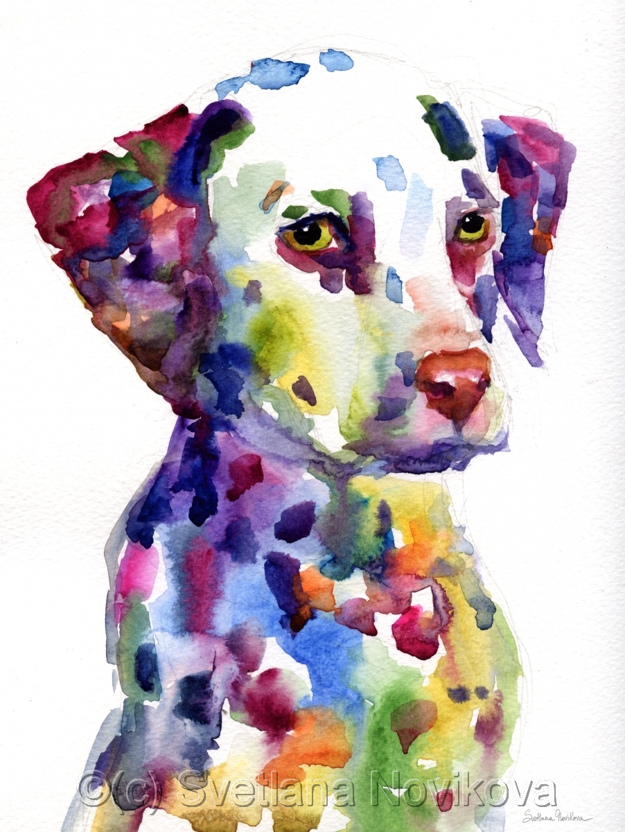902x1200 Painting Dalmatian Dog Puppy Watercolor Painting (Original Art