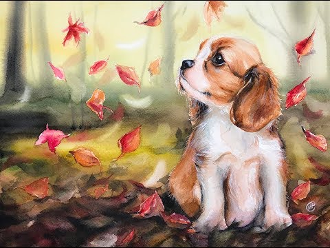 480x360 Puppy And Leaves In Watercolors Painting Tutorial