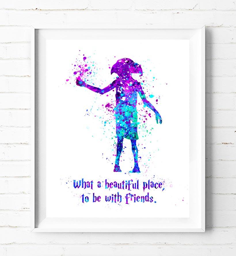 820x891 Harry Potter Dobby Watercolor Painting Poster Prints Quotes Wall