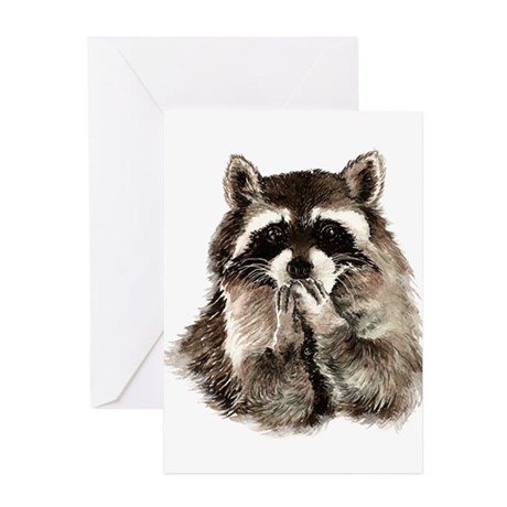 460x460 Watercolor Raccoon Blowing Kisses Cute Animal Love Greeting Cards