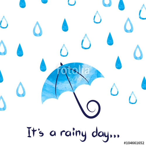 500x500 Rainy Day Background. Watercolor Vector Illustration Of Rain Drops