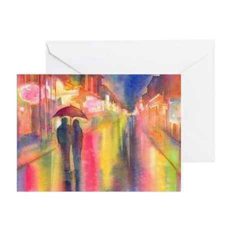 460x460 Watercolor Rain Umbrella Greeting Cards