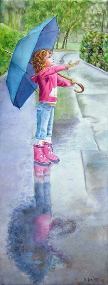 215x567 Girl In Rain With Umbrella