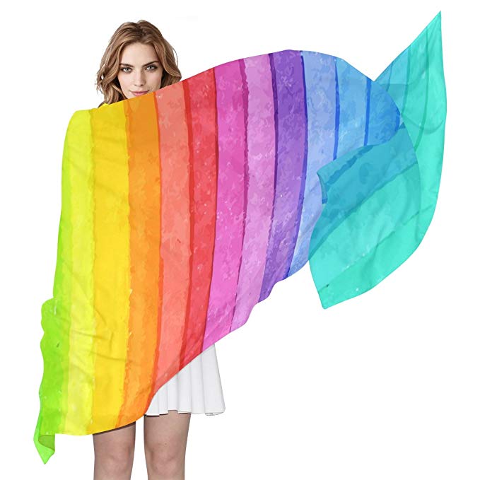 679x679 Lorvies Striped Hand Drawn Watercolor Rainbow Background Silk