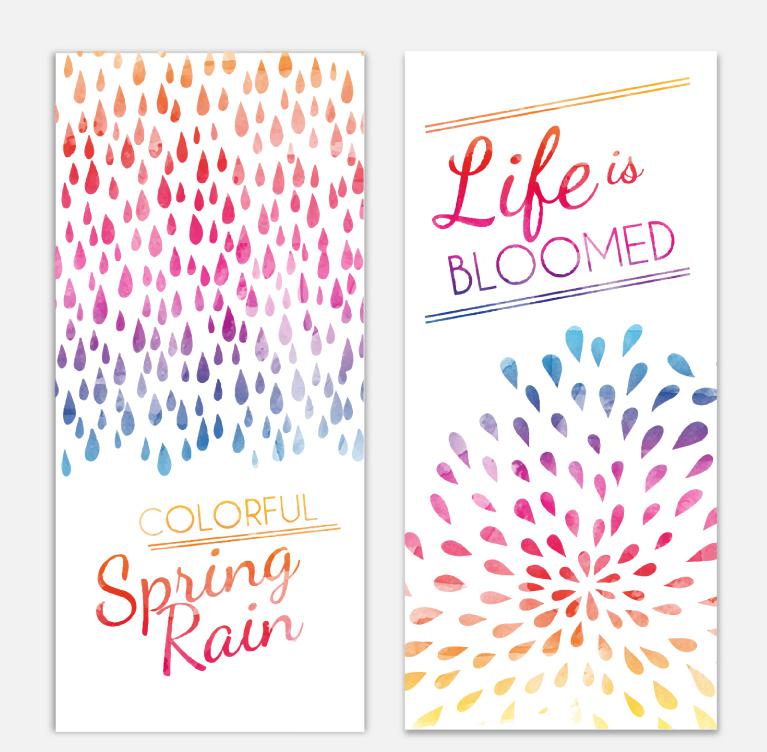 767x752 2 Spring Watercolor Raindrops Banner Vector [Ai]