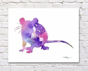 300x245 Rat Abstract Watercolor Painting Art Print By Artist Dj Rogers Ebay