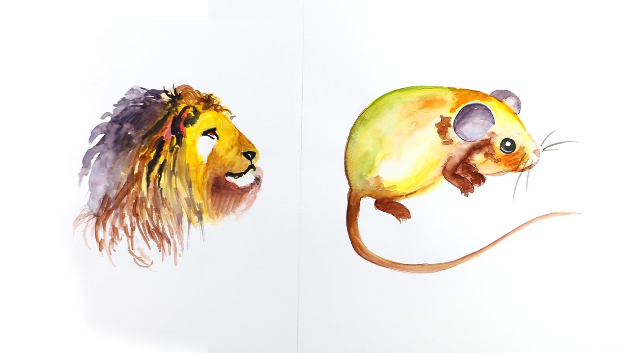 1280x720 Watercolor Painting How To Make Watercolor Lion Amp Rat