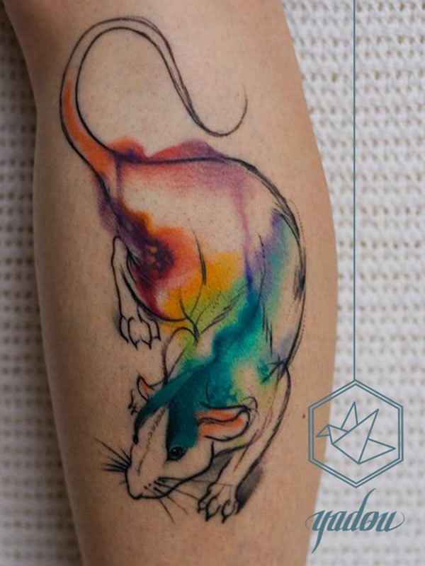 600x800 Watercolor Rat Tattoo On Forearm By Yadou