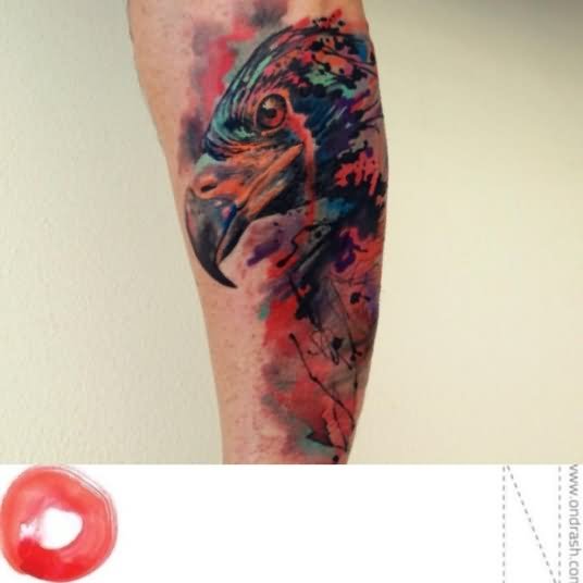536x536 Watercolor Raven Tattoo On Leg