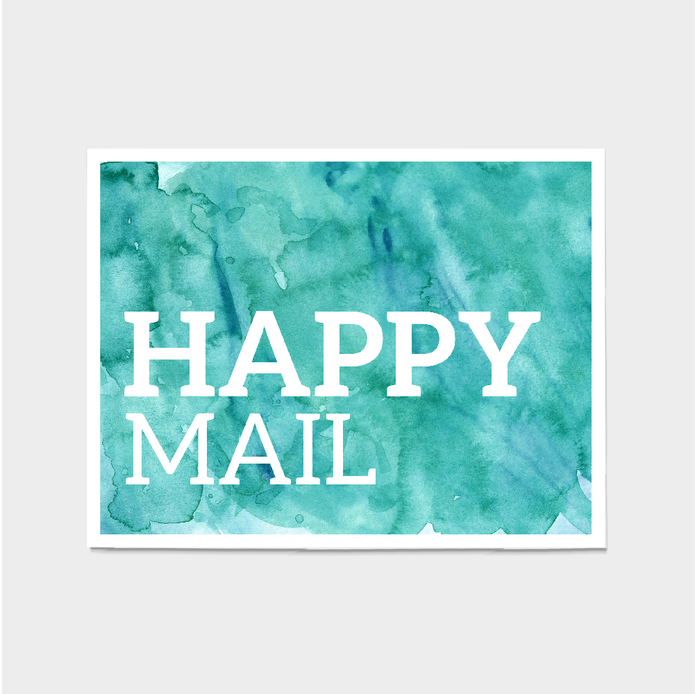 1001x1000 Happy Mail Cool Watercolors Postcard