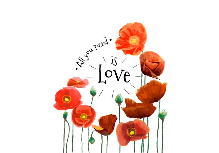 700x490 Watercolor Red Flowers And Lovely Quote