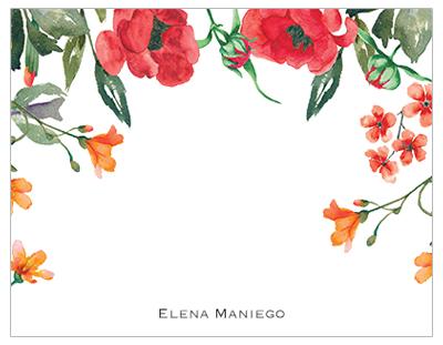 400x311 Watercolor Red Flowers Personalized Note Cards Pepa Prints