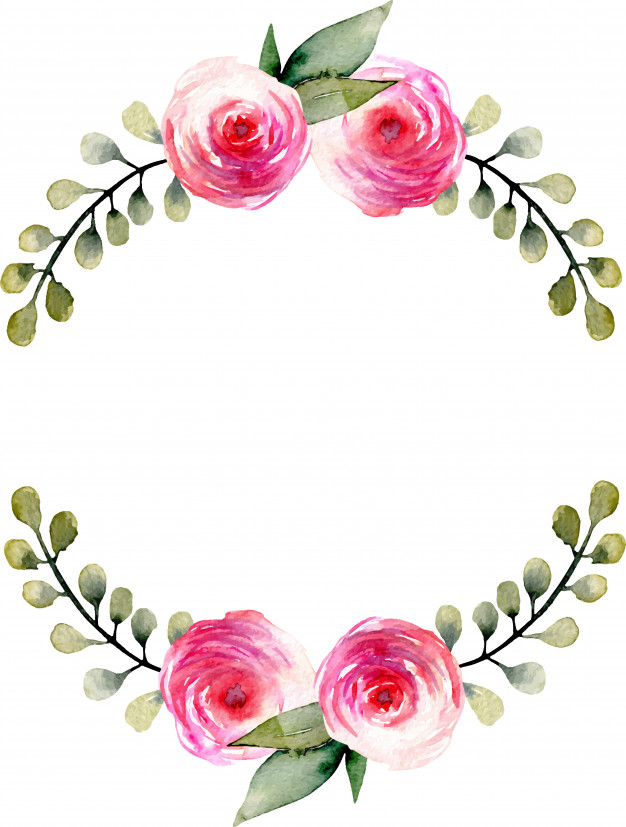 626x827 Watercolor Red Roses And Green Branches Wreath Vector Premium