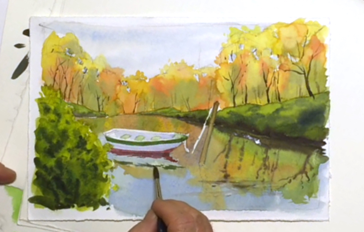 1275x811 Fun Lake Scene Teaches Watercolor Techniques For Water Amp Reflections