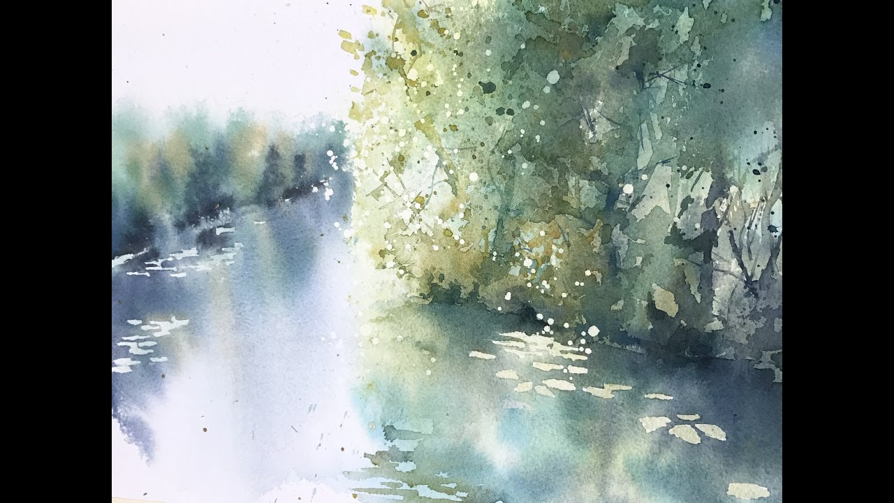 1280x720 Watercolor Reflections Watercolor Painting Of Trees And Sunlight