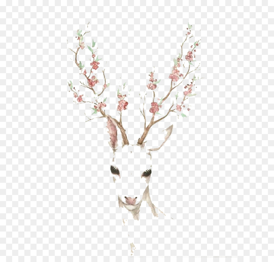 900x860 Deer Antler Elk Cherry Blossom Paper