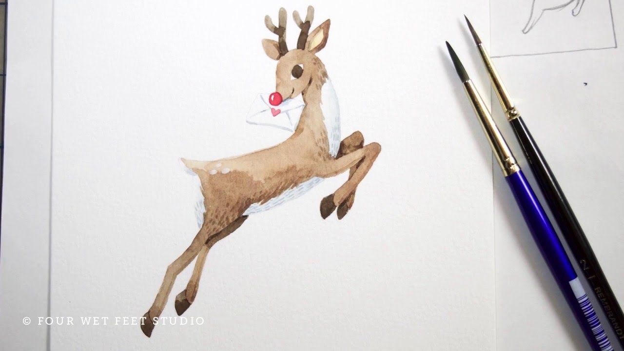 1280x720 Painting Reindeer In Watercolor