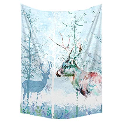 425x425 Bedsure Watercolor Reindeer Flannel Fleece Throw