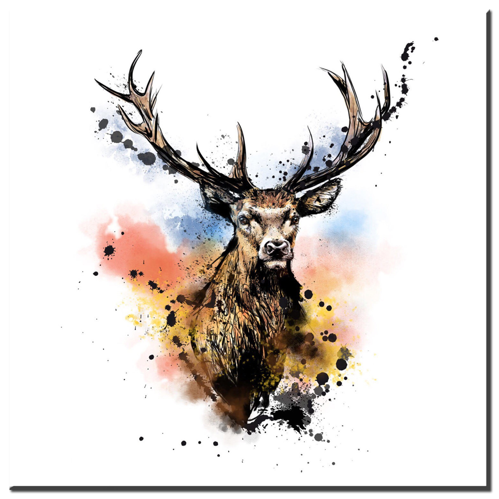1000x1000 Zz498 Modern Abstract Canvas Art Watercolor Deer Animal Canvas