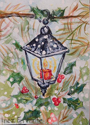 359x500 Handmade Watercolor Christmas Cards, Set Of 6 Vintage