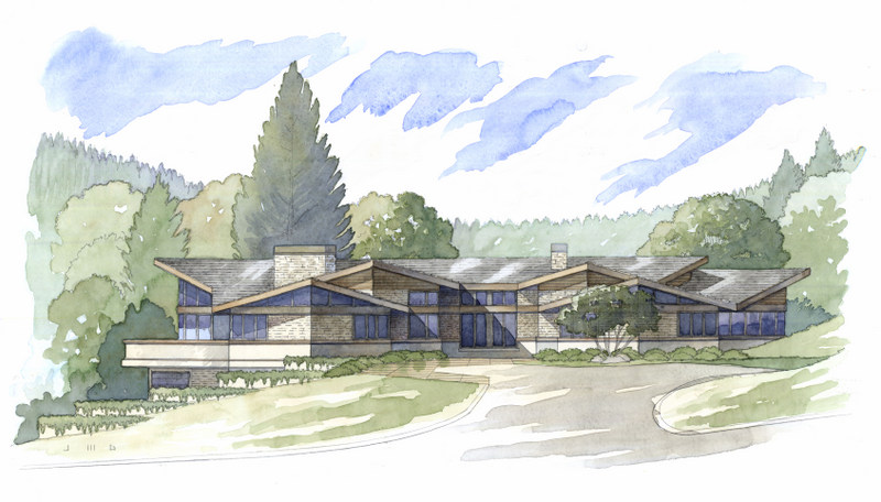 800x456 Finished Watercolor Rendering Of Frank Lloyd Wright Style House
