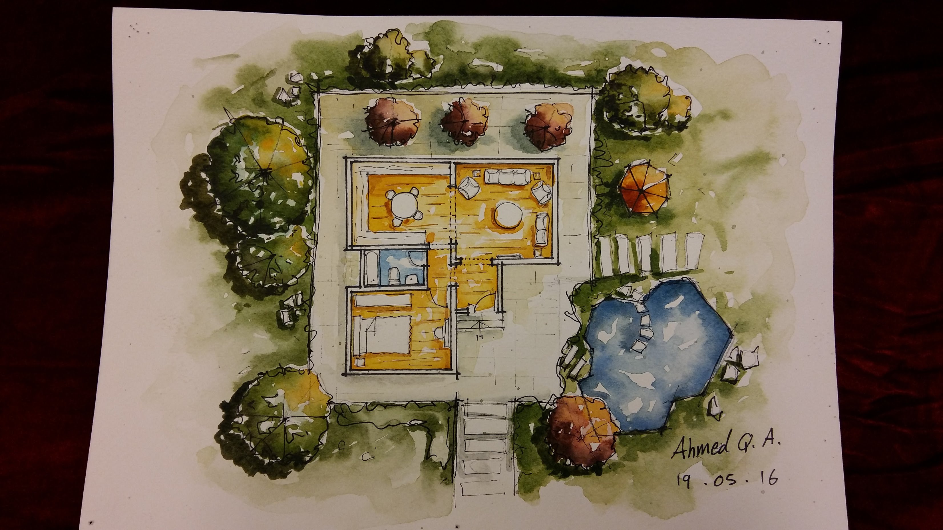 3303x1858 Ground Floor Plan Rendering By Watercolour