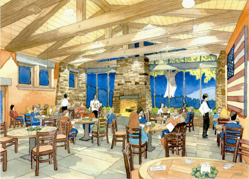 800x575 Watercolor Rendering Of Marin Restaurant Dining Patio For San