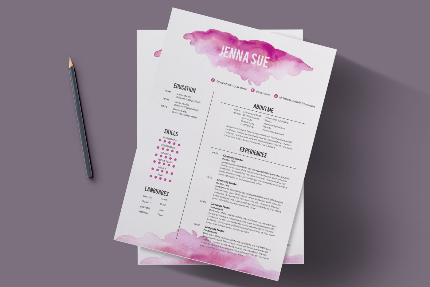 1400x933 Watercolor Resume Template Resume Templates On