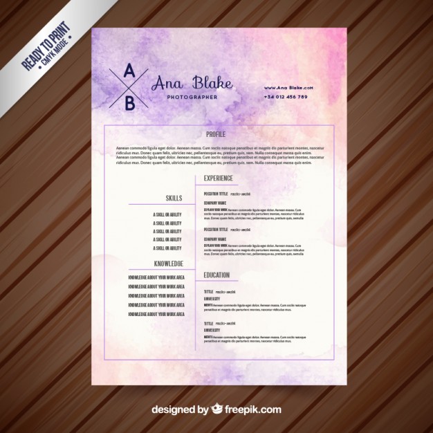 626x626 Artistic Watercolor Resume Template Vector Premium Download