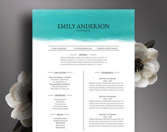340x270 Watercolor Resume Etsy