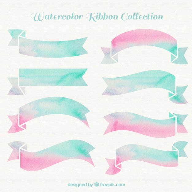 626x626 Watercolor Ribbon Collection Vector Free Download