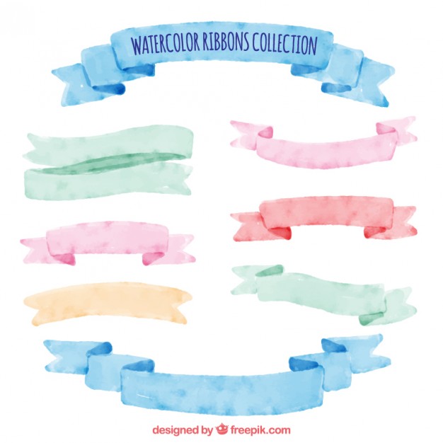 626x626 Watercolor Ribbons Collection Vector Premium Download