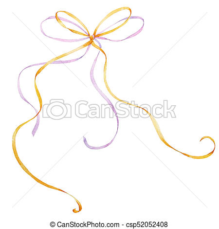 450x470 Watercolor Ribbon Bow. Beautiful Image With Nice Hand Drawn