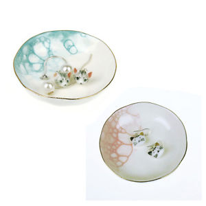 300x300 Watercolor Round Handmade Ceramic Ring Dish Adorned With 22k Gold