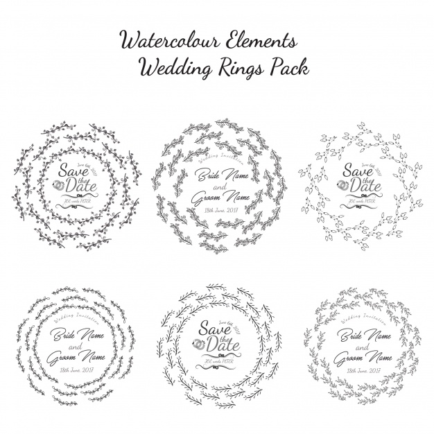 626x626 Watercolor Ring Collection Vector Free Download