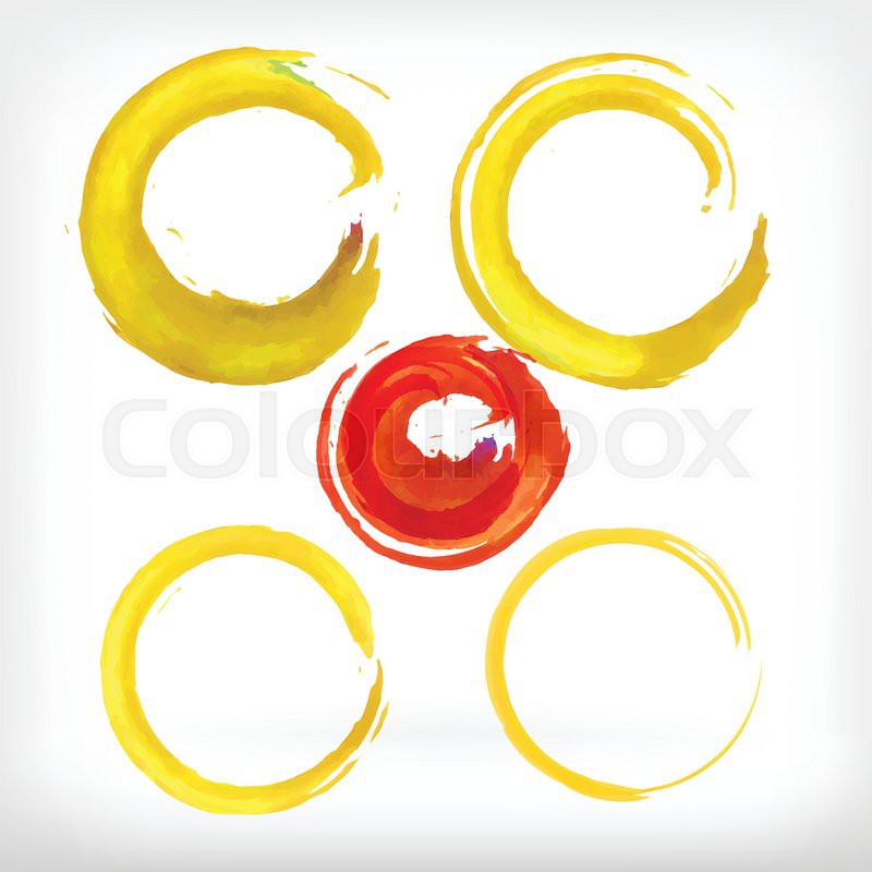 800x800 Watercolor Vector Illustration Or Banner With Red And Yellow Ring