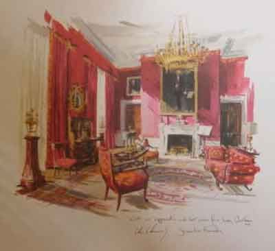 400x366 A Watercolor Of The White House Red Room, Recently Redecorated