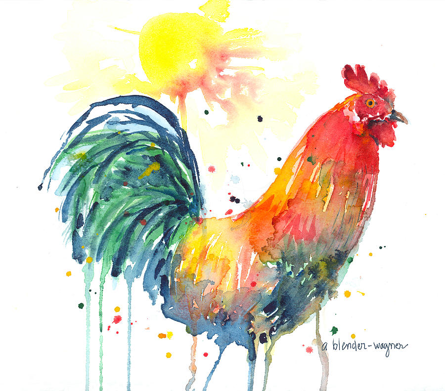 900x791 Watercolor Rooster Paintings Fine Art America