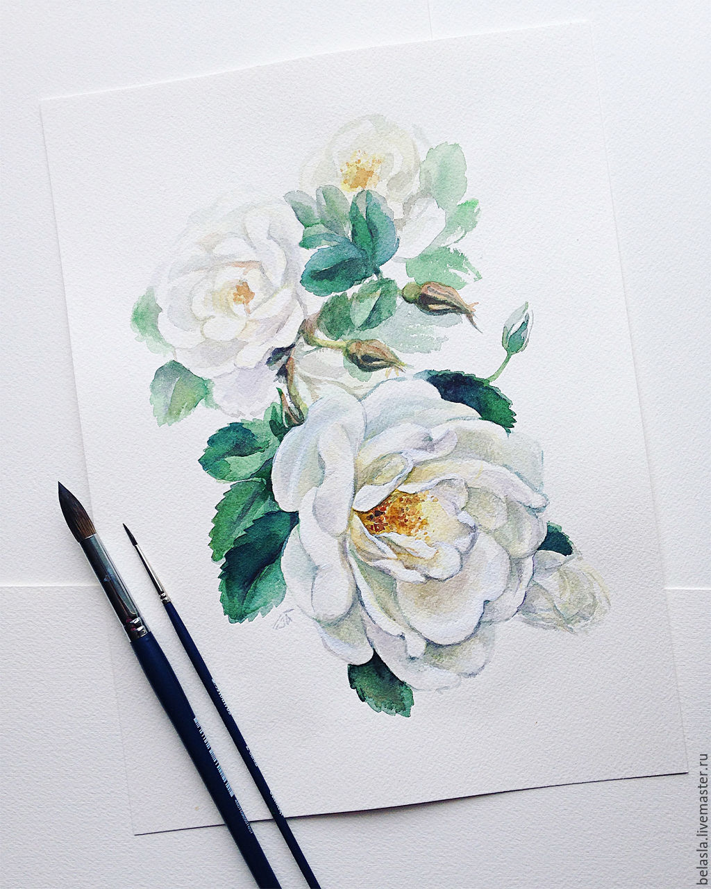 1024x1280 White Rose, Watercolor Shop Online On Livemaster With Shipping
