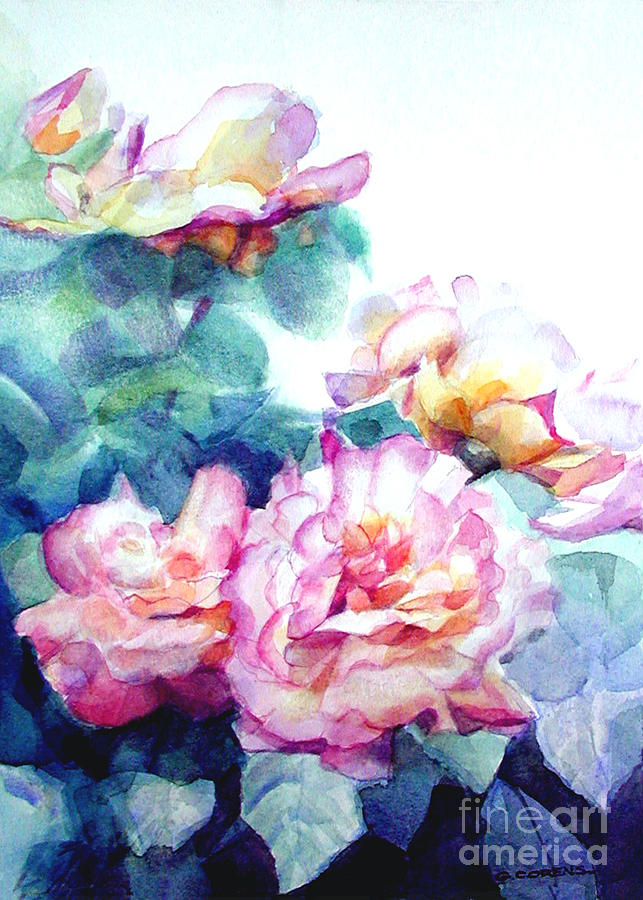 643x900 Pink Rose Bush Painting By Greta Corens