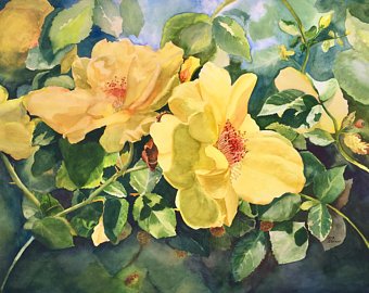 340x270 Rose Bush Painting Etsy