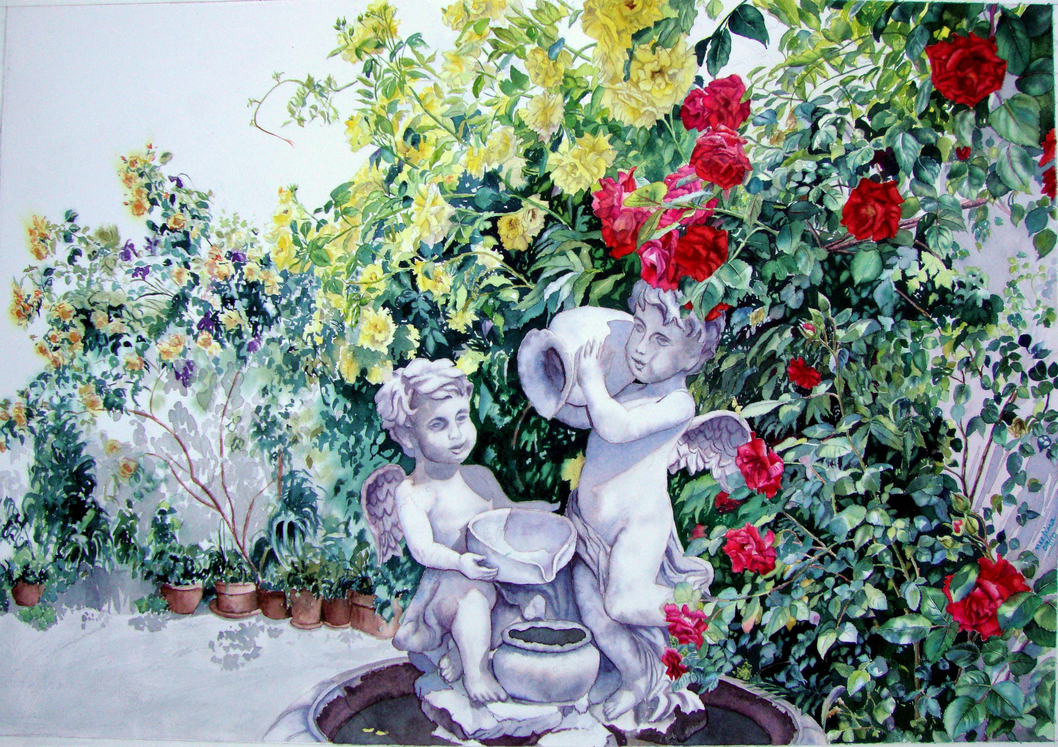 3623x2557 Rose Garden Watercolor Journal