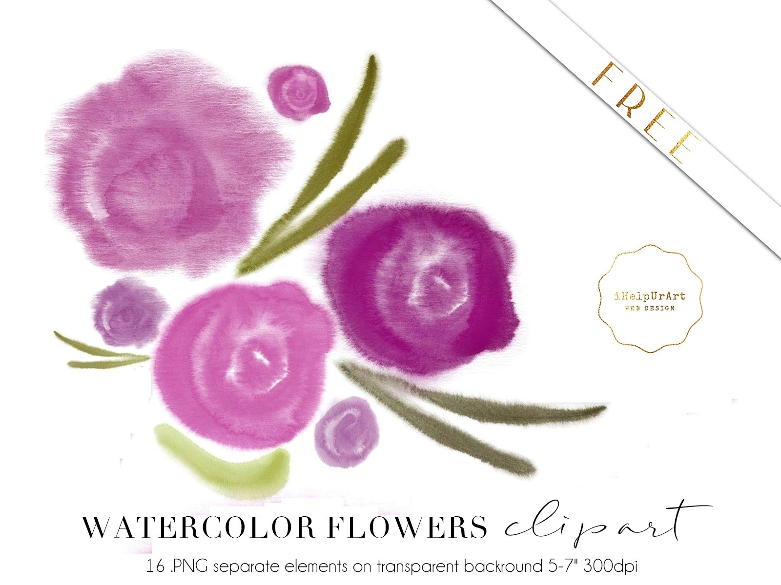 1600x1200 Purple Watercolor Flowers Clipart Free Design Resources