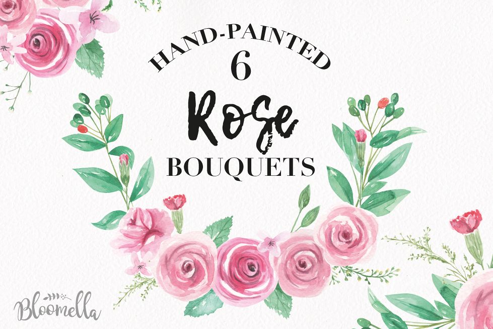 979x653 Watercolor Rose Clipart Bouquets Flowers Pink Flowers Summer Florals