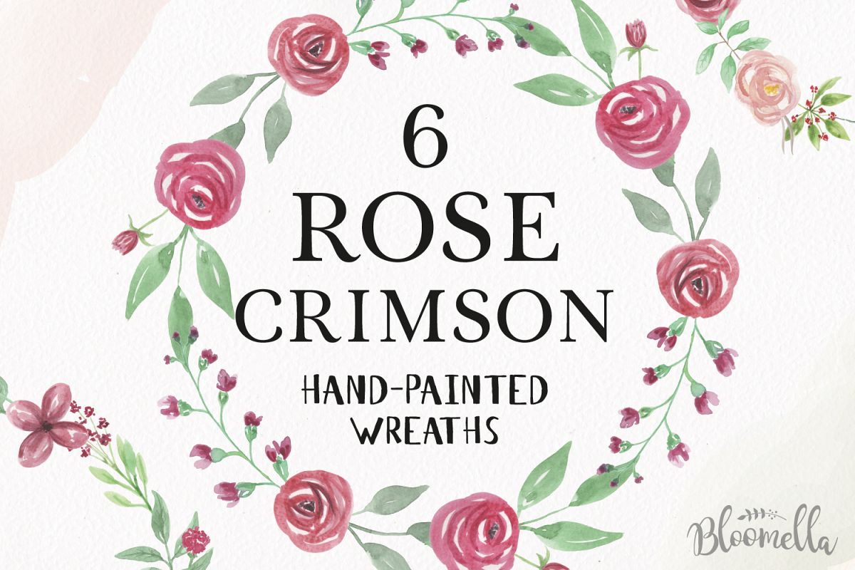 1200x800 Watercolor Rose Crimson Red Flowers Clipart Wreaths Garlands Floral