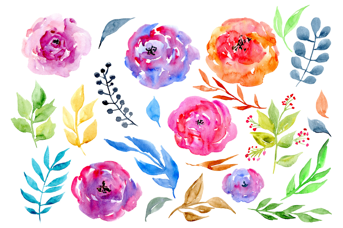 1160x772 Watercolor Flowers, 24 Png Clipart
