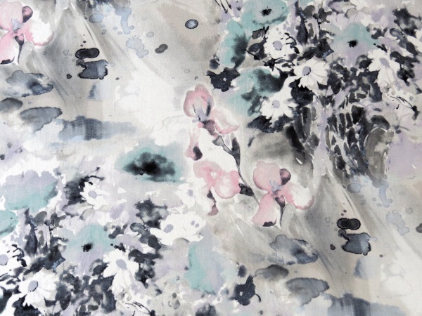 600x450 Watercolor Flowers Printed Elastane Viscose Jersey Fabric